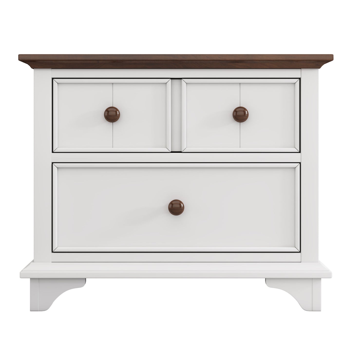 wooden captain bed with trundle and nightstand, white+walnut