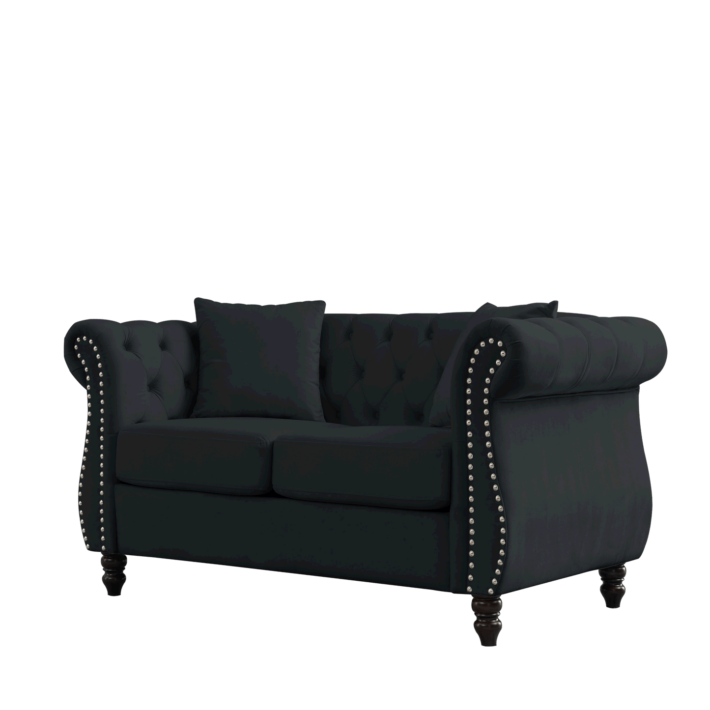 corrin chesterfield sofa set in black velvet