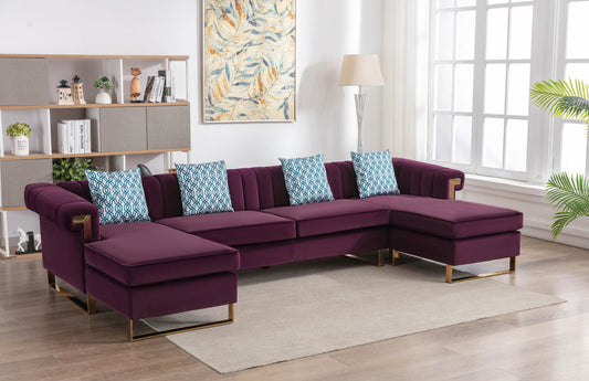 Maddie Velvet 5-Seater Double Chaise Sectional Sofa
