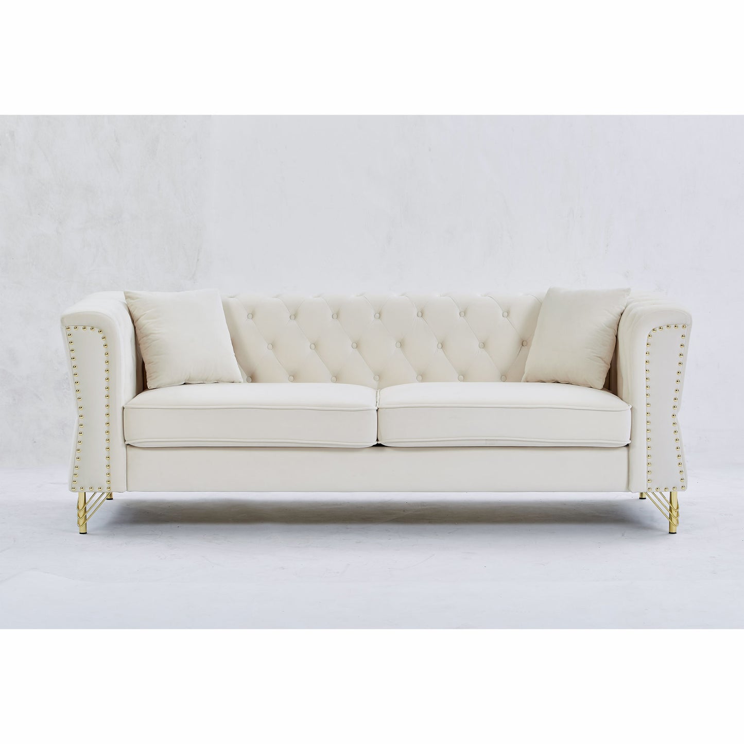 3-seater + 2-seater combination sofa tufted with 4 pillows