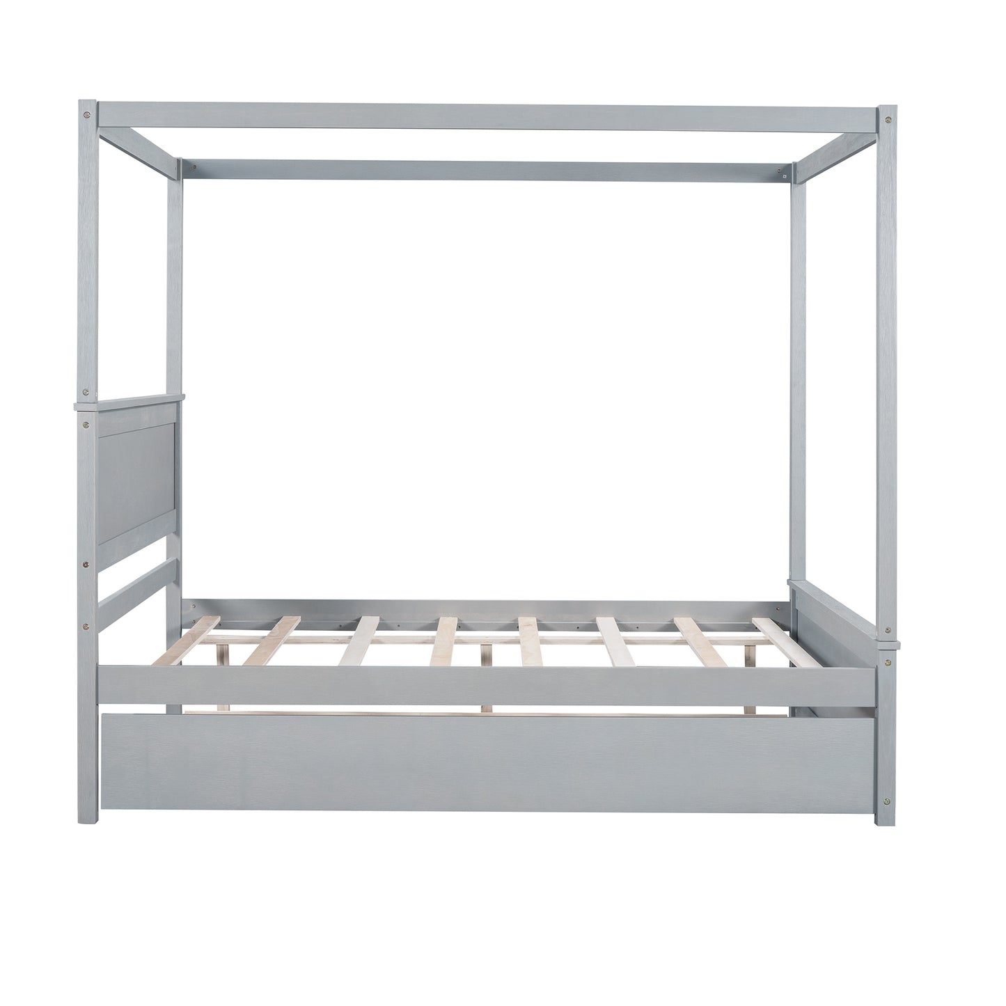 wood canopy bed with trundle