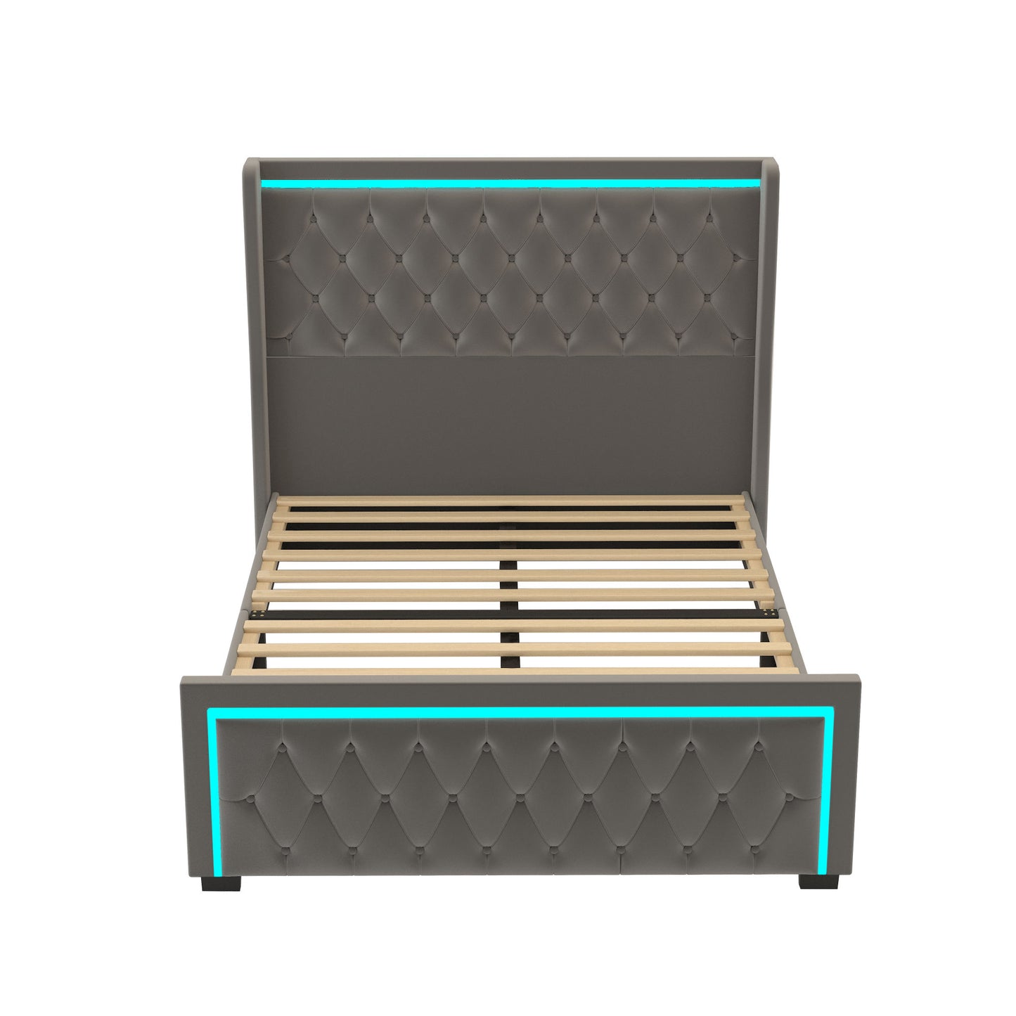 velvet upholstered bed with adjustable colorful led light decorative headboard