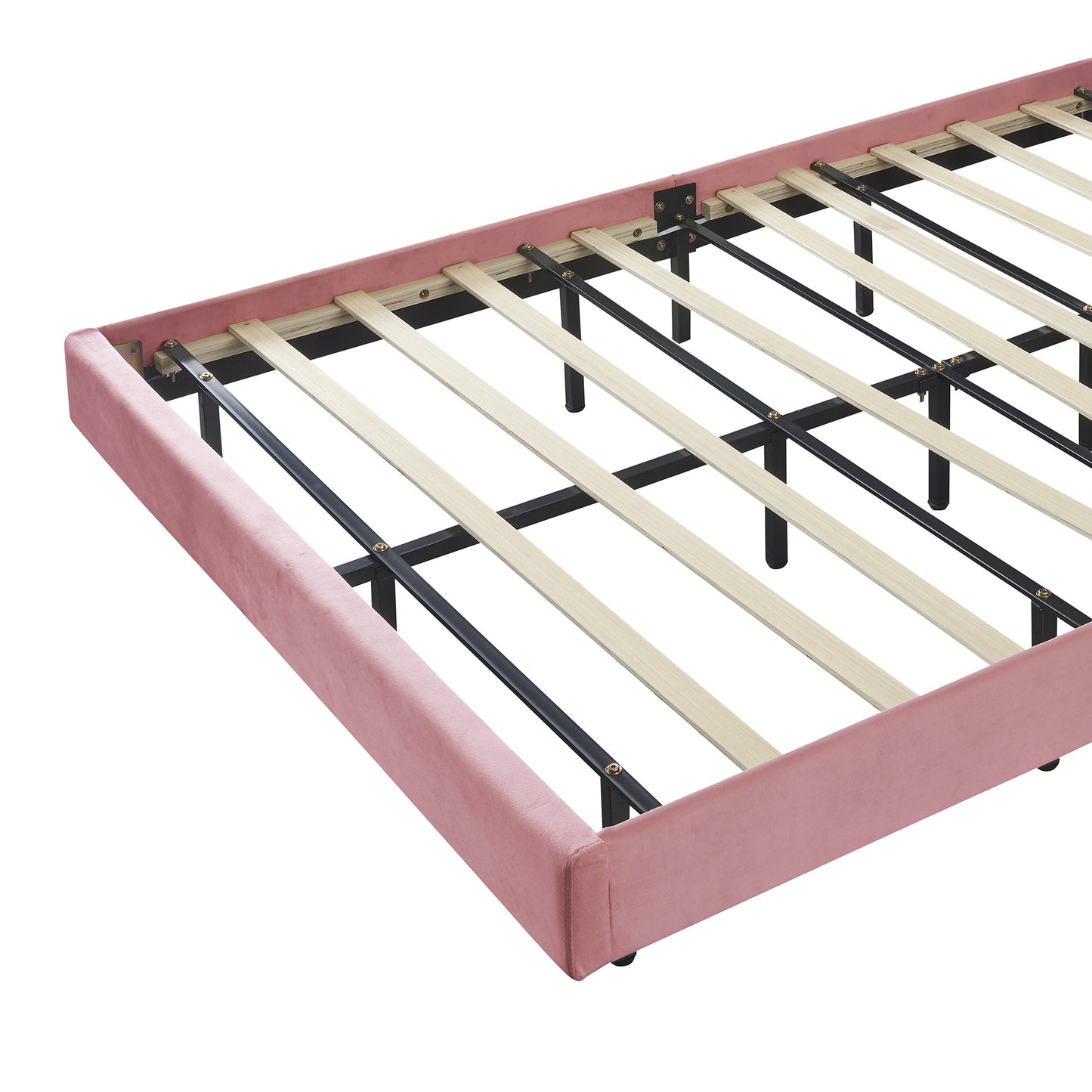 queen upholstered smart led bed frame with elegant flowers headboard,pink