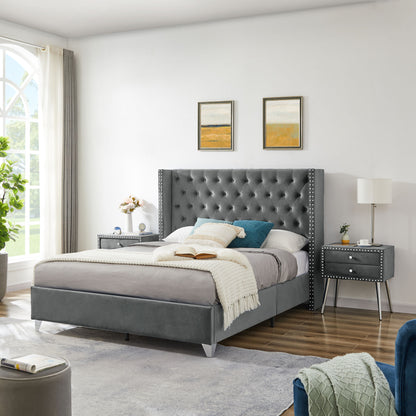 Toni Queen bed with two nightstands, + metal legs with Electroplate #2