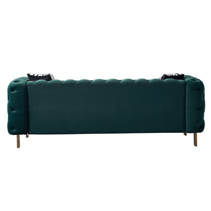 Chesterfield Modern Tufted Velvet Sofa, Green