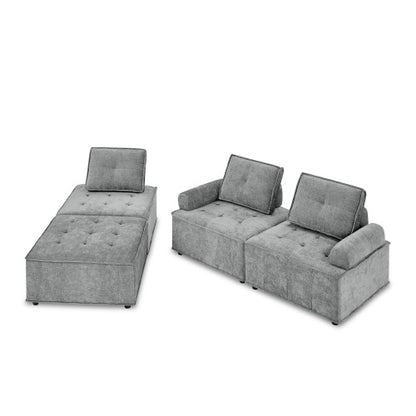 Chenille L-Shape Modular Sectional Sofa