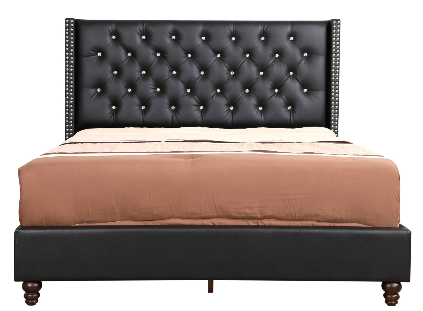 julie queen upholstered bed , black