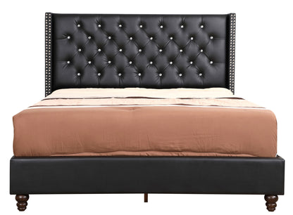 Julie Queen Upholstered Bed , BLACK