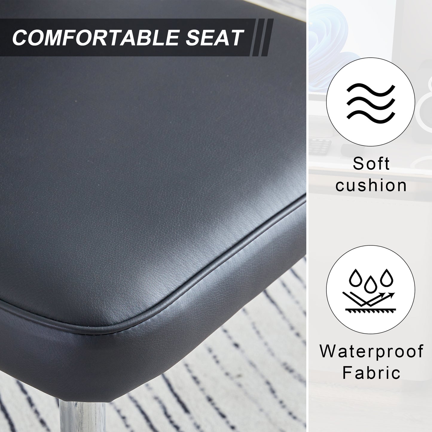 modern leather dining chairs set of 4 chairs, blacks