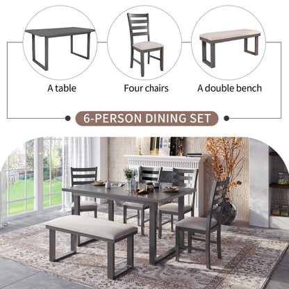 6-Pieces Solid Wood Dining Table Set