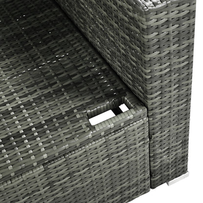 6-Piece PE Rattan Sofa Set with Adjustable Seat & Storage Box