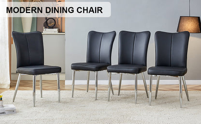 Modern Leather Dining Chairs Set of 4 Chairs, Blacks