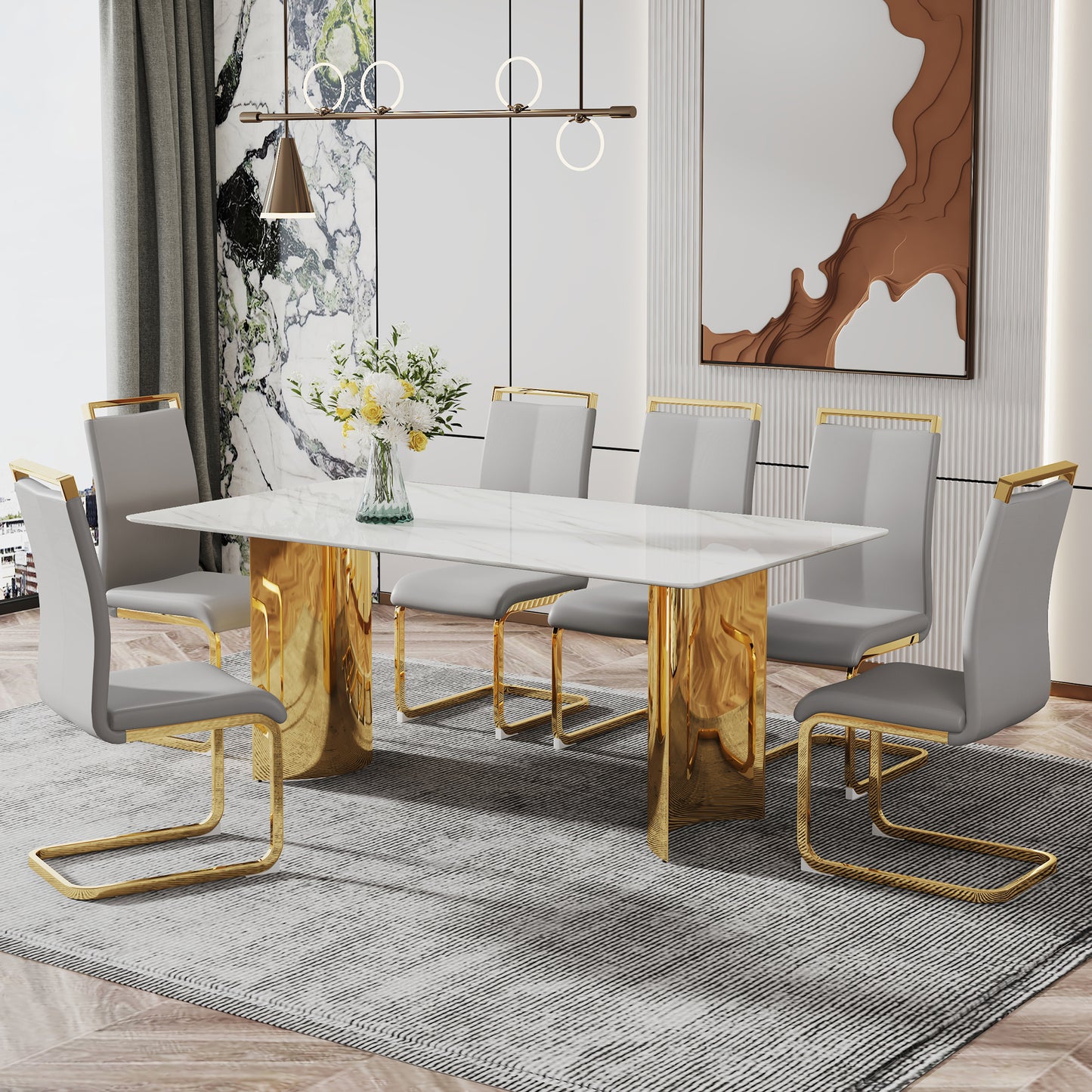 zara marble dining table, gold