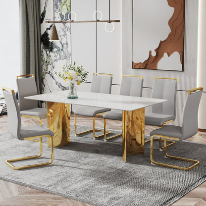 Zara Marble Dining Table, Gold