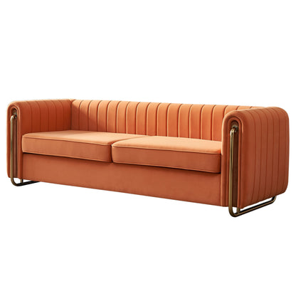 Cane Velvet Sofa , Orange