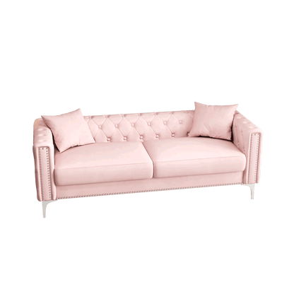 Morgan Sofa includes 2 pillows, Pink Velvet