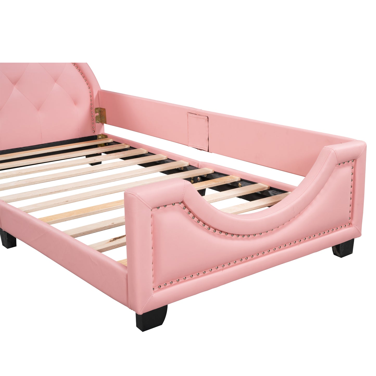 upholstered daybed with carton ears shaped headboard, pink