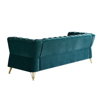 Modern Tufted Velvet Sofa, Green
