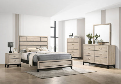 Geometric Drift Wood Chalk King Size Bed