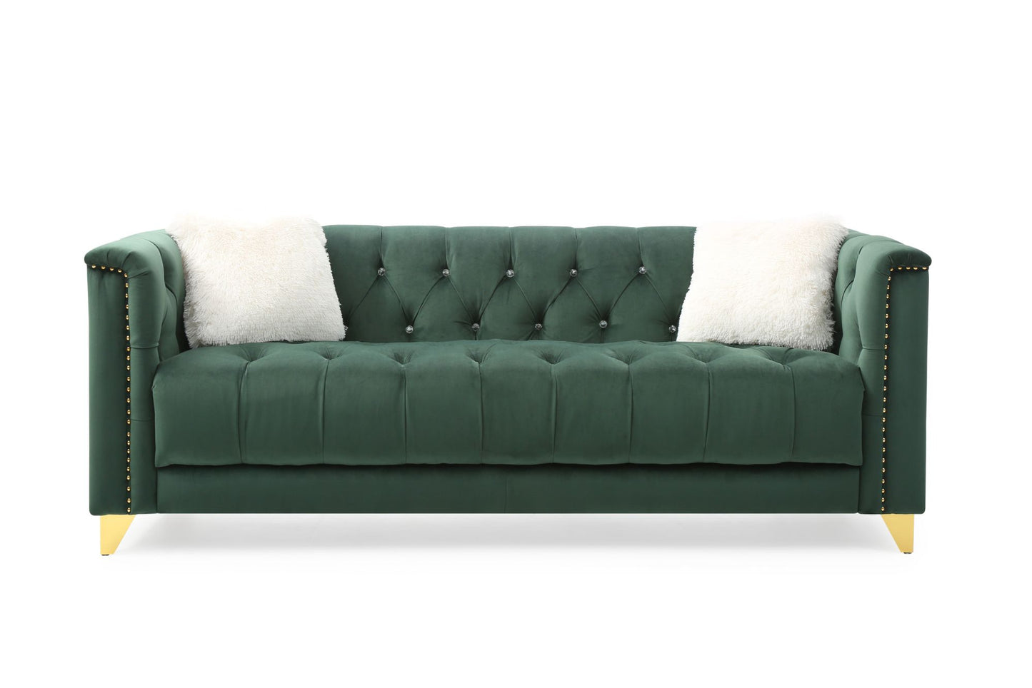 russell tufted upholstery 2 pc set finished in velvet green