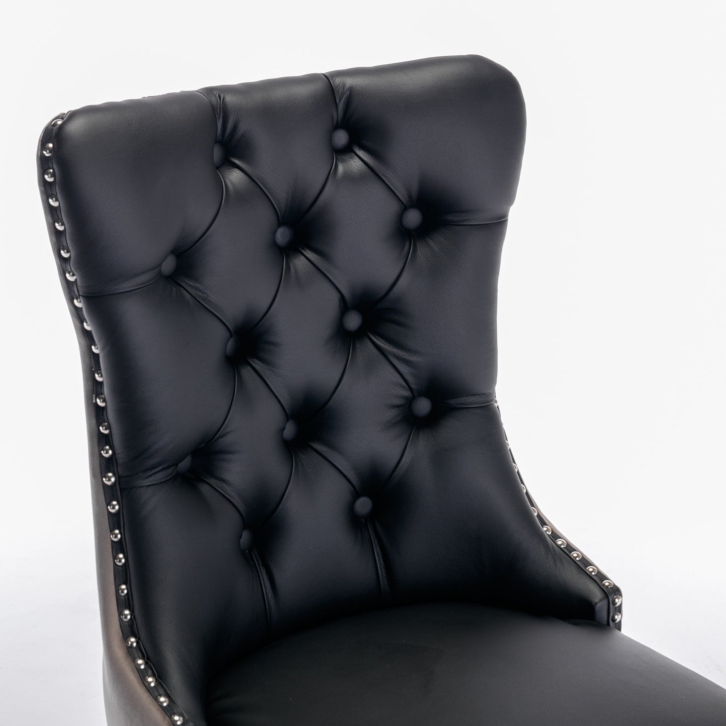 nikki collection modern high-end tufted dining chairs 2-pcs set, black+gray