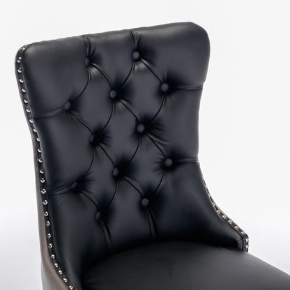 Nikki Collection Modern High-end Tufted Dining Chairs 2-Pcs Set, Black+Gray