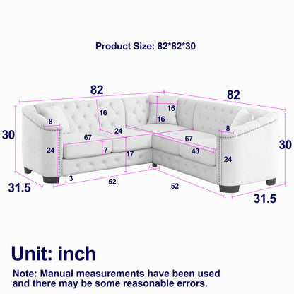 Riri Modern Chesterfield Velvet Sofa, Grey