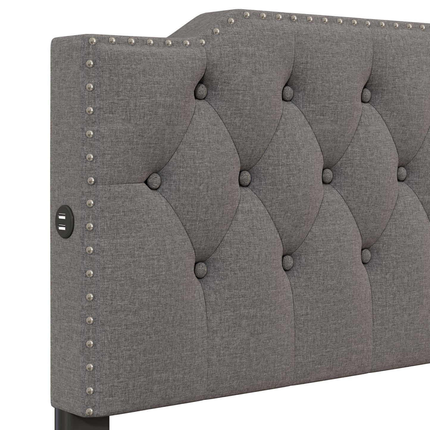 sam upholstered platform bed with 2 drawers and 2 sets of usb ports