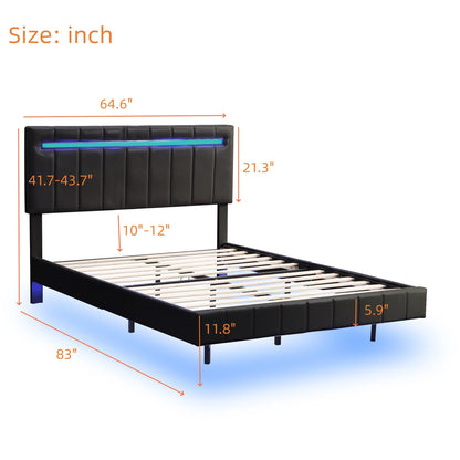 Floating Bed Frame with LED Lights and USB Charging #3