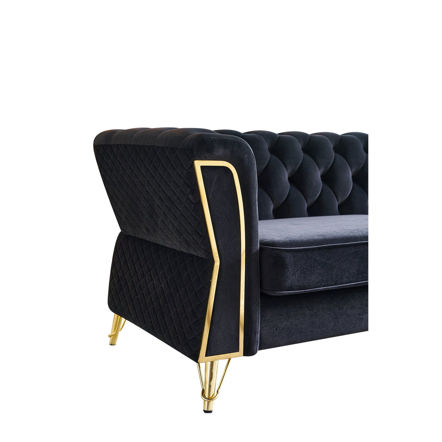 modern tufted velvet sofa, black