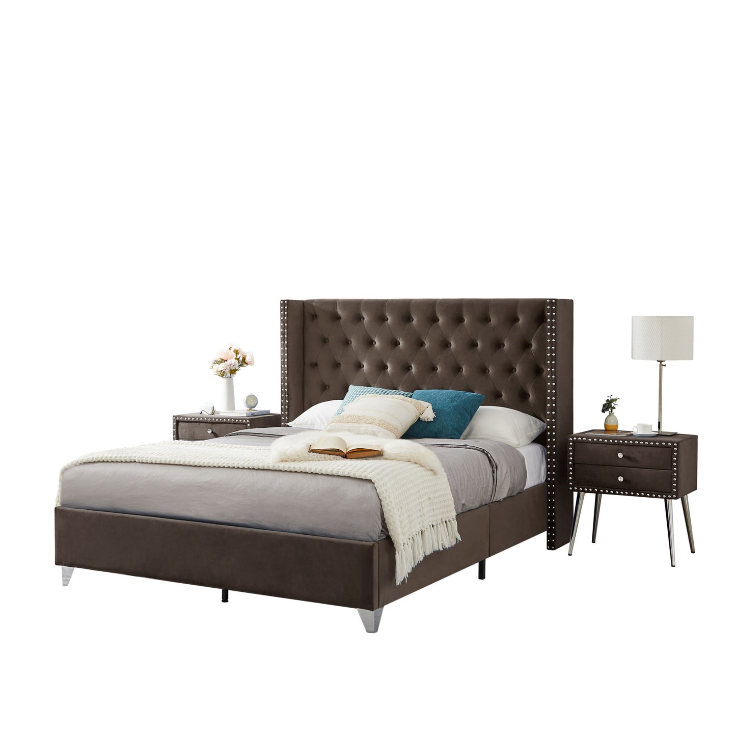 jamie queen bed with one nightstand