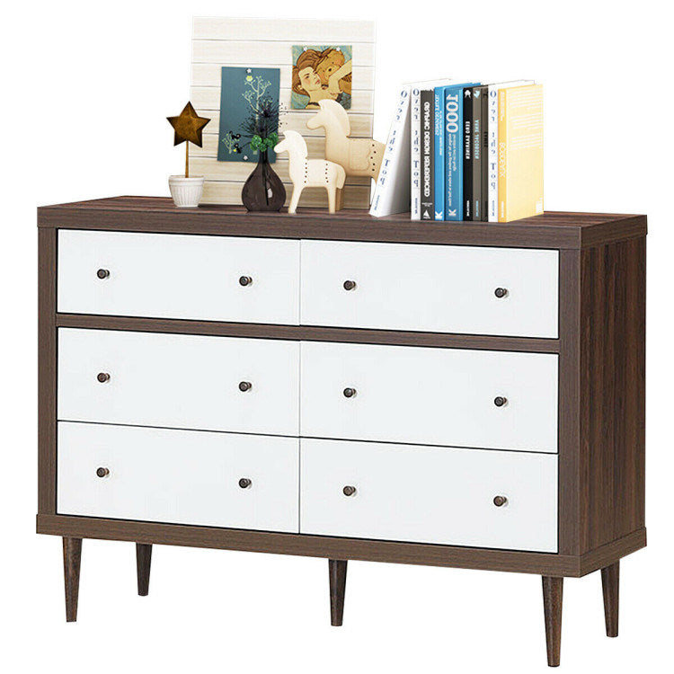 antique-style free-standing dresser with 6 drawers