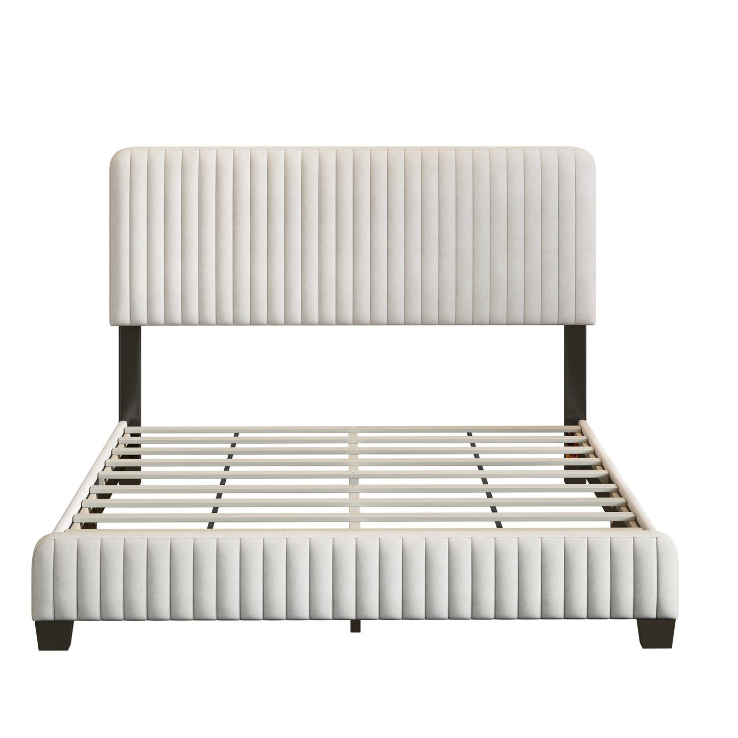 emily upholstered platform bed,beige