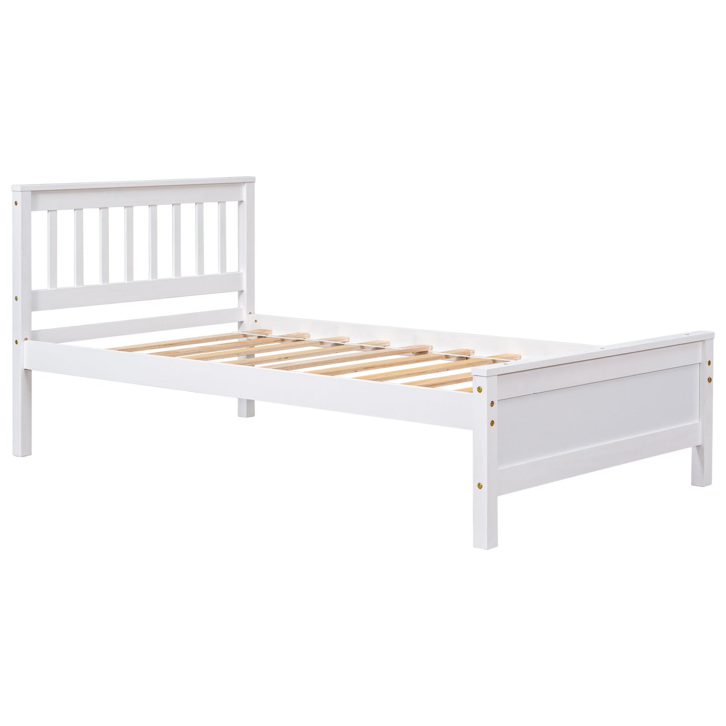 twin bed with headboard & nightstand, white