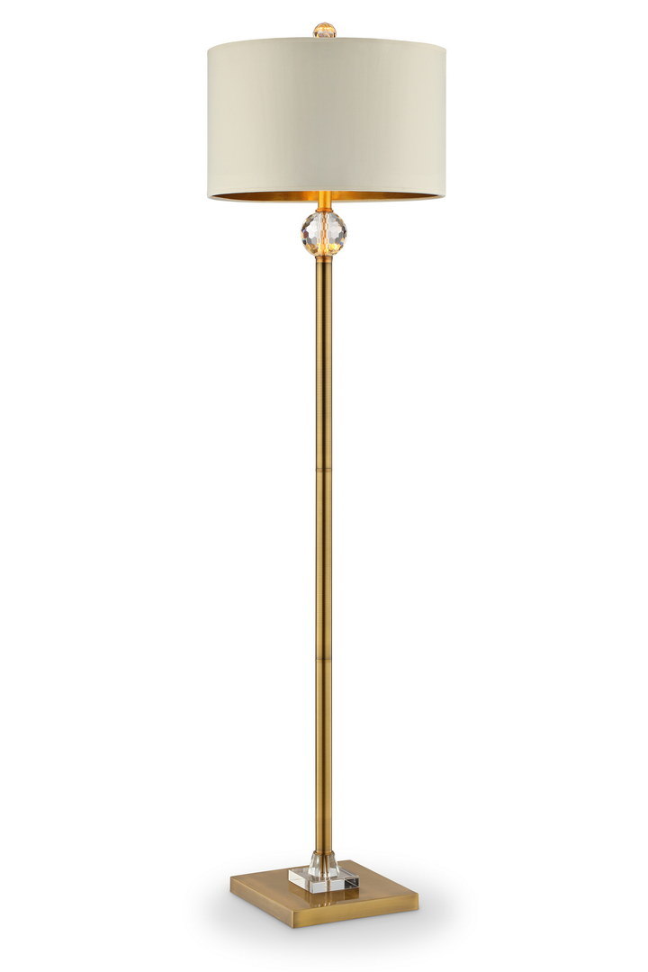 63.25-inch perspicio solid crystal orb gold column floor lamp