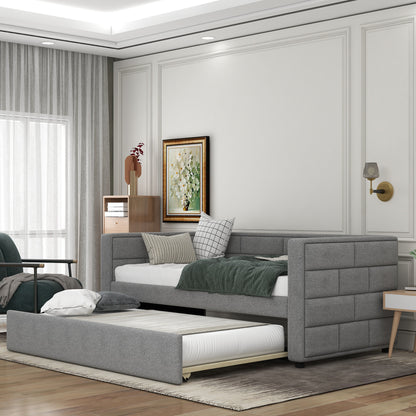 Upholstered Bed with Padded Back, Gray