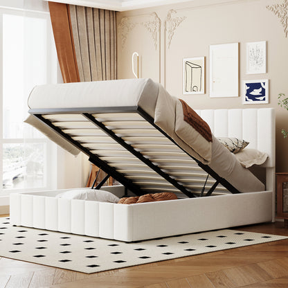 Queen size Upholstered Platform bed with a Hydraulic Storage System - Gray Queen size Upholstered Platform bed with a Hydraulic Storage System - Gray Queen size Upholstered Platform bed with a Hydrau