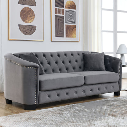 3-seater + 3-seater Combination Sofa, Velvet Grey