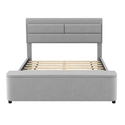 Retro Upholstery Bed with Storage Headboard