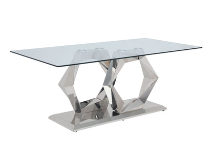 ACME Gianna Dining Table, Clear Glass & Stainless Steel