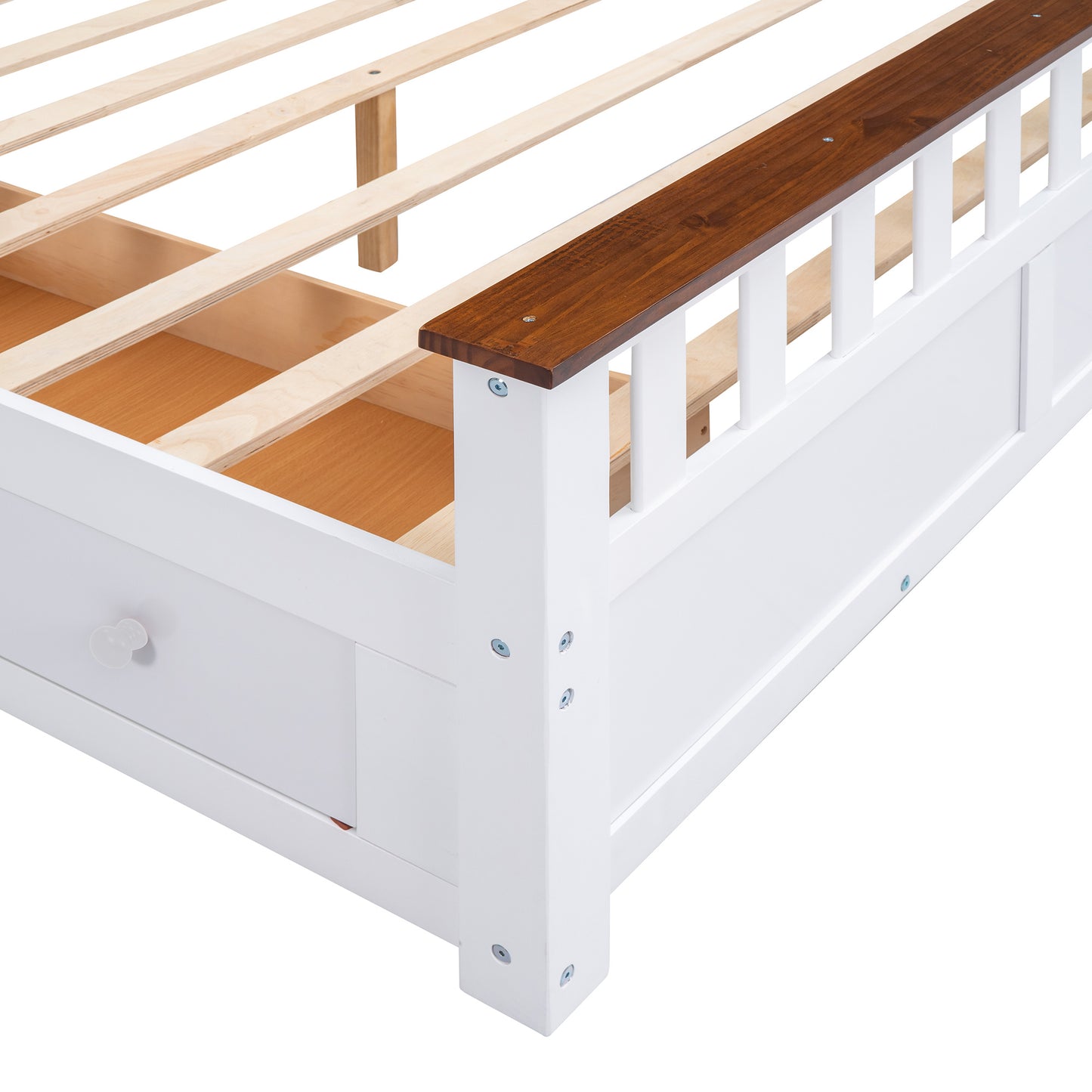 3-pieces bedroom sets  with nightstand(usb charging ports) and storage chest,white+walnut