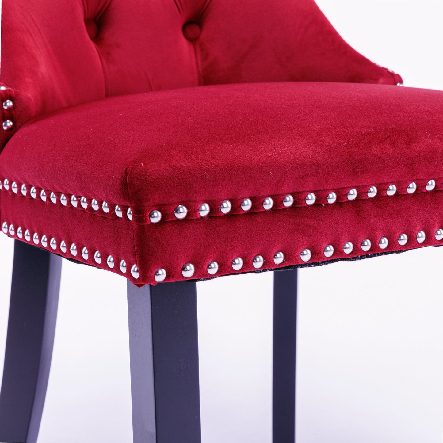 nikki collection modern high-end tufted dining chairs 2-pcs set, wine red