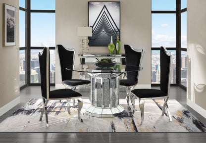 ACME Noralie Dining Table, Mirrored & Faux Diamonds