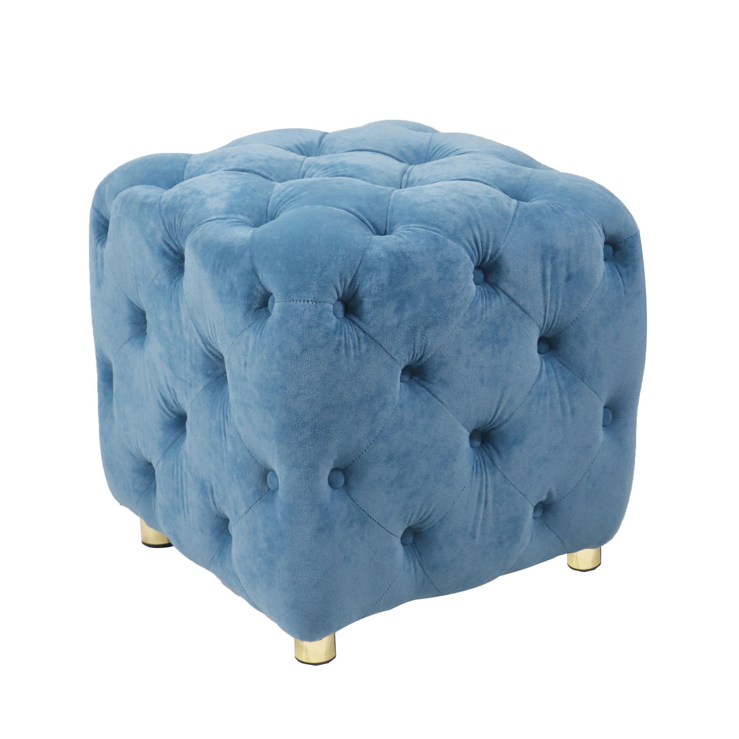 blue modern velvet upholstered ottoman