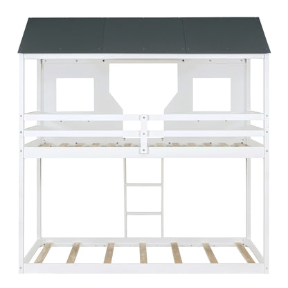 Twin Over Twin Bunk Bed with Roof