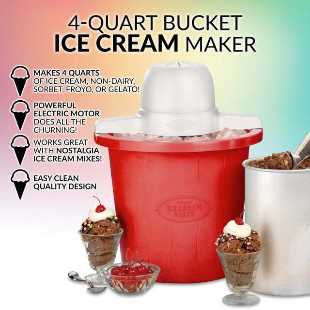 4-quart electric ice cream maker, red