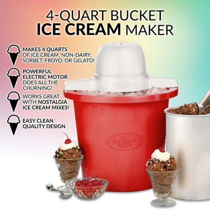 4-Quart Electric Ice Cream Maker, Red
