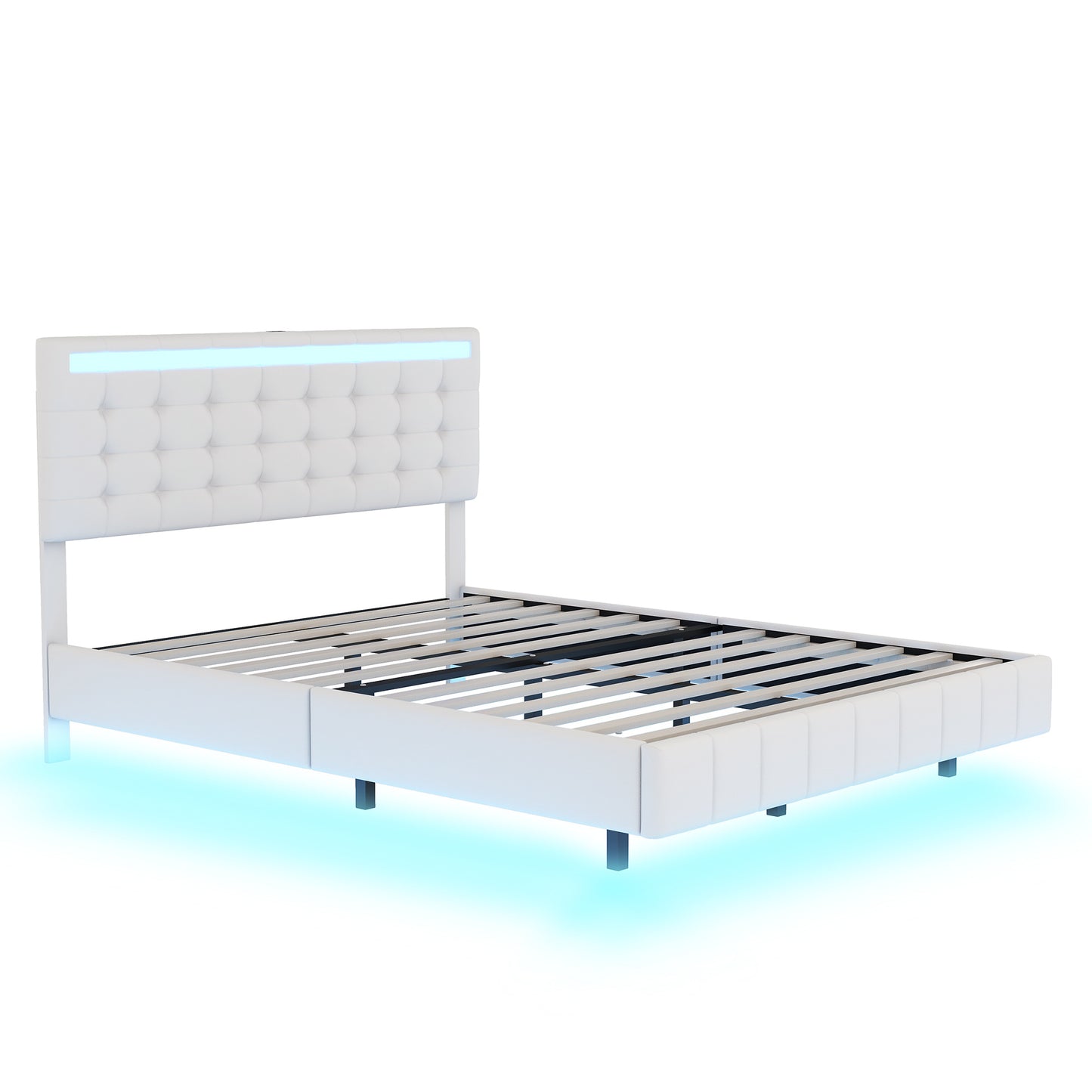 floating bed frame with led lights and usb charging #5