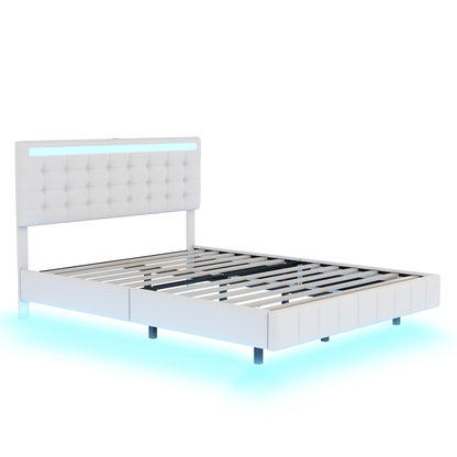 Floating Bed Frame with LED Lights and USB Charging #5