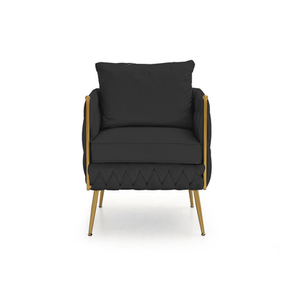 Fiona Fluffy Tufted Upholstered Sofa Set, Black Velvet